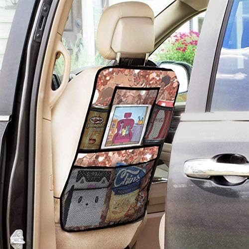 Rose Gold Big Sequins ローズゴールドビッグスパンコール 多機能車後部座席オーガナイザー2パック耐久性キックマットマルチポケット 後部座席カバー収納袋 B073hqtvjd 1 800円