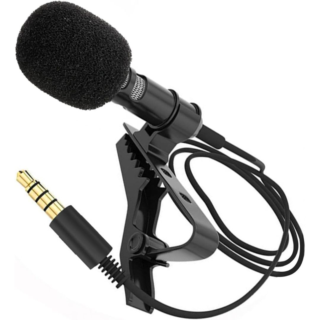 Lavalier Microphone, Mini Clip-on Lapel Microphone, Omnidirectional Condenser Mic with 3.5mm Jack For PC, Laptop and all Types of Smartphones, DSLR Camera Recording Podcast.
