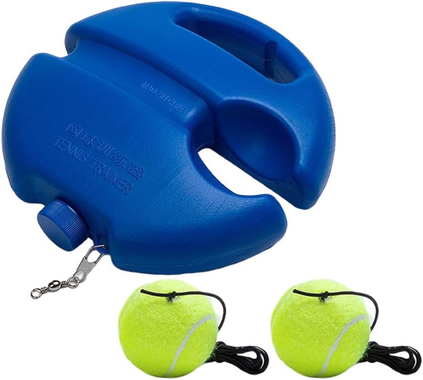 Fitlyiee Solo Tennis Practice Trainer,Tennis Training Euipment with Cemented Baseboard,Rope,Balls