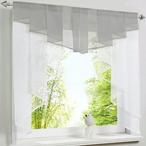 ISINO 1 Piece Rod Pocket Sheer Voile Swag Roman Shade Kitchen Balcony Curtain Window Valance W 47" x H 49" Gray