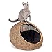 D+GARDEN Wicker Cat Bed Dome for Medium Indoor Cats – a Covered Cat Hideaway Hut of Rattan Houses Pets in Dome Basket, Washablethumb 4