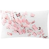 KINGROSE 3D Butterfly Decorative Throw Pillow Cover Soft Accent Pillow Case Rectangle Cushion Cover for Summer Sofa Bedroom Couch Home Decor 12 x 20 Inches Pink