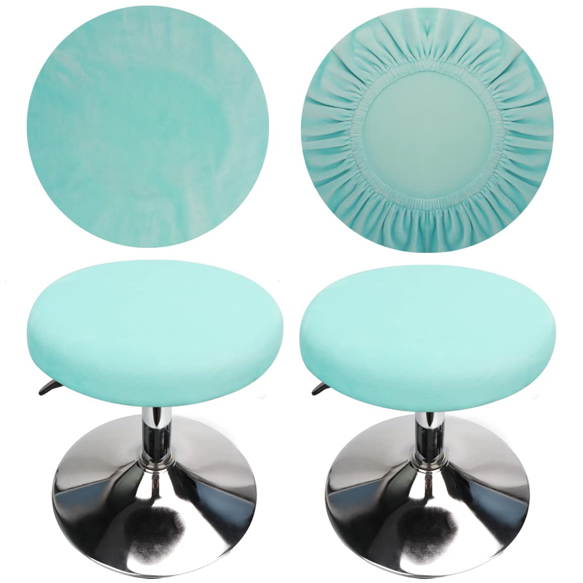 HuaLiSiJi Stool Covers Round 12"-16"/30-40cm Bar Stool Covers Velvet Round, Fabric is Soft and plush Washable Easy Care and Durable (2 Pcs Blue)