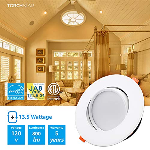TORCHSTAR 13.5W 6 Inch Gimbal LED Recessed Light with Junction Box Air