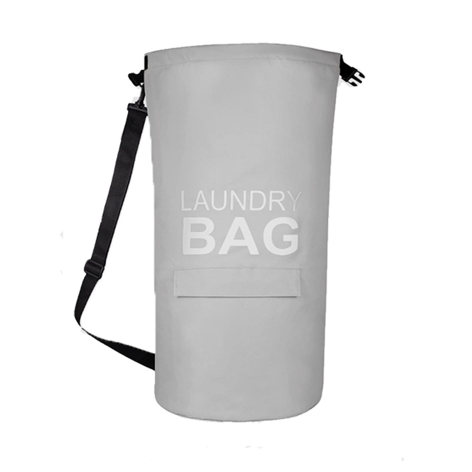 IHOMAGIC 71L Hanging Laundry Hamper with Buckle, Laundry Backpack with Shoulder Straps and Pocket, Portable Laundry Boxing Bag - Foldable Fabric Laundry Basket for Bedroom, Bathroom (Light Gray)