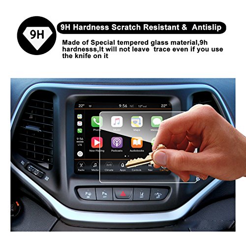 2014-2018 Jeep Cherokee Uconnect Touch Screen Car Display Navigation Screen Protector, RUIYA HD Clear TEMPERED GLASS Car In-Dash Screen Protective Film (8.4-Inch)