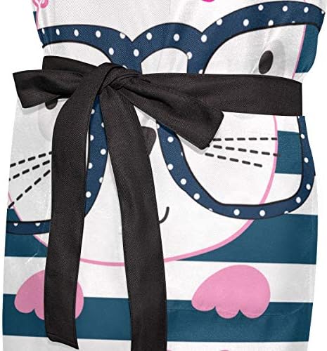 Kapanou エプロン かわいい猫メガネベクトルイラストtシャツ 耐久性 調節可能 おしゃれ 男女兼用 仕事用 保育士 カフェ 料理室 家庭用 ファッション柄 B0jph221 1 434円