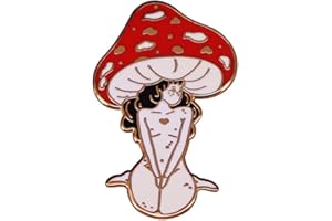 LATINDAY Red Mushroom Girl Brooch Metal Hard Enamel Pin Creative Cartoon Enamel Lapel Badge Backpack Hat Clothes Bag Decoration Accessories for Women Girls