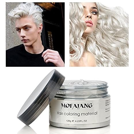 Amazon Com Hair Color Wax Wash Out Hair Color Temporary Hairstyle Cream 4 23 Oz Hair Pomades Natural White Hair Gel For Men And Women White Beauty