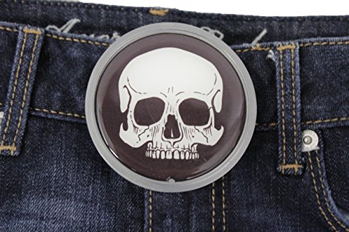 TFJ Men Women Gothic Buckle Punk Biker Silver Metal White Skeleton Skull Pirate