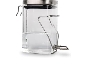 Guinea Pig Water Bottle No Drip, Rabbit Glass Waterer, Chinchilla Stainless Steel Nozzle Anti-Bite Water Dispenser for Small 