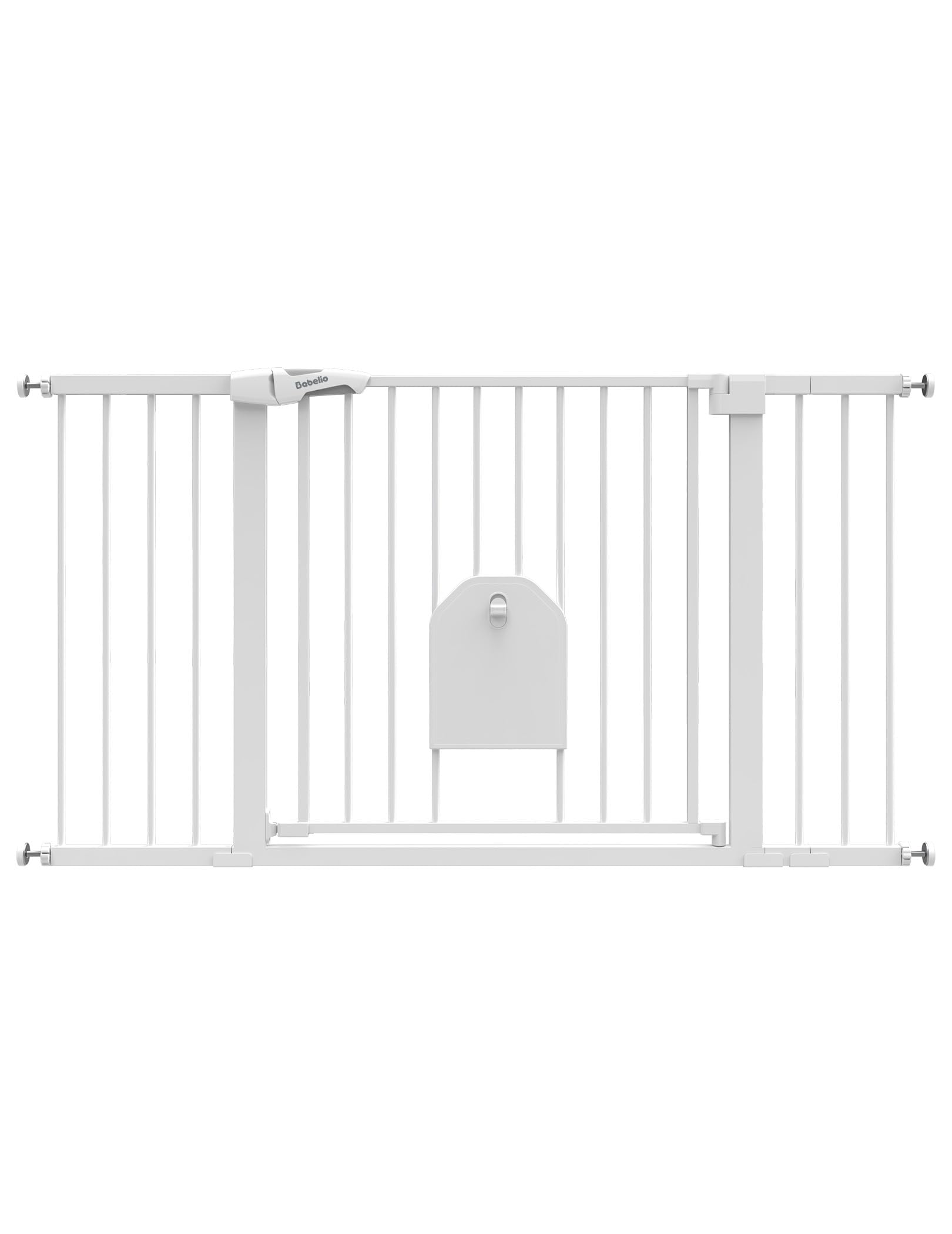 Photo 1 of Babelio 36-56" Extra Wide Auto Close Baby Gate with Cat Door, Pet Gate Indoor with Extra Wide Walk Thru Door, Metal Dog Gate for Doorway, Stairs, Includes 4 Wall Cups and 3 Extension Pieces, White