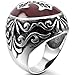 INBLUE Men's Stainless Steel Ring CZ Silver Tone Black Red Cross Knight Fleur De Lis Oval Size12