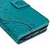 Galaxy S22 Ultra Wallet Case - Mavis's Diary Embossed Wallet Flip Folio Case Fashion Floral Butterfly Premium PU Leather Cover & Hand Strap, Magnetic Clasp, Card Holders - Blue