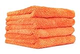 The Rag Company (4-Pack 16 in. x 16 in. Eagle EDGELESS 500 Professional Korean 70/30 Super Plush 500gsm Microfiber Detailing Towels (16x16, Orange)