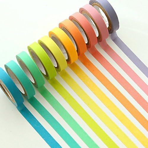 10 Rolls Washi Rainbow Decorative Washi Tape DIY Sticker (Rainbow Color)