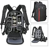 Abonnyc Large DSLR Camera Backpack Bag Case/Oxford Hiking Bag Laptop Travel Backpack Gadget Bag w/Rain Cover, Black