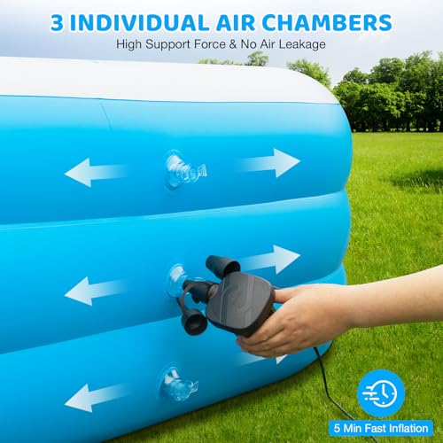 Extra Large Inflatable Pool for Adults, 180"x76"x22" Oversized Thickened Swimming Pool with Air Pump, Full Size Family Big Blow Up Pools for Backyard Garden Lawn Indoor Outdoor Summer Water Party