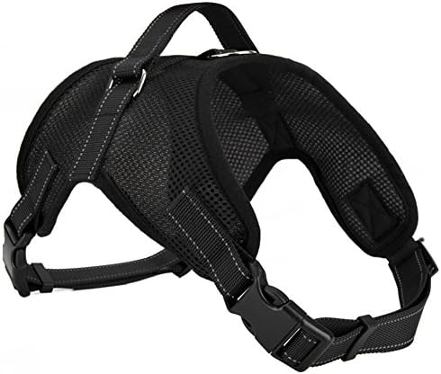 Cade Double Adjustable Dog Harness/ Soft Front Range Mesh Vest (L, Black)