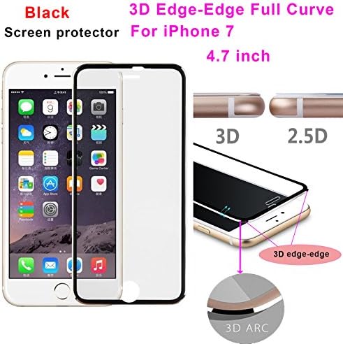 iPhone 7 Tempered Glass Screen Protector, GetChance 3D Curved Edge Tempered Glass Film Full Screen Protector for Apple iPhone 7 Black