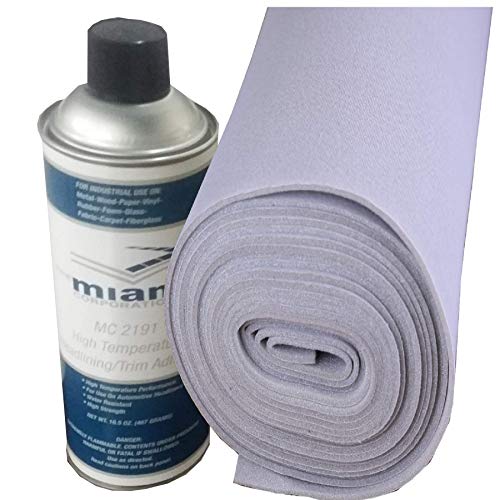 Lt Gray Auto Headliner 3/16 Foam Back Fabric Material 72" W/ 1 Can High Temp Adhesive - Thumbnail 4