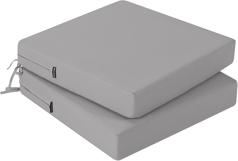 Outdoor Chair Cushions Set of 2, 45x45cm, Waterproof Grey