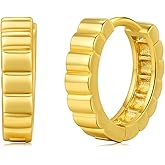 Oval/Round Hoop Huggie Earrings for Women 14k Gold Plated Earrings Hypoallergenic Cubic Zirconia Jewelry Gifts