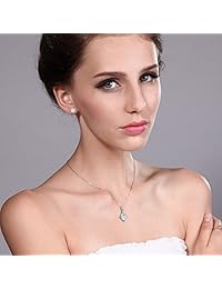 Blanco 3,65 ct creado zafiro blanco arete de plata de ley 925 colgante de diamante