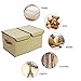Foldable Storage Boxes, Cshidworld Large Linen Fabric Dual Clothing Storage Cubes Bin Baskets Box Containers Drawers with Lid and Handles -Beige