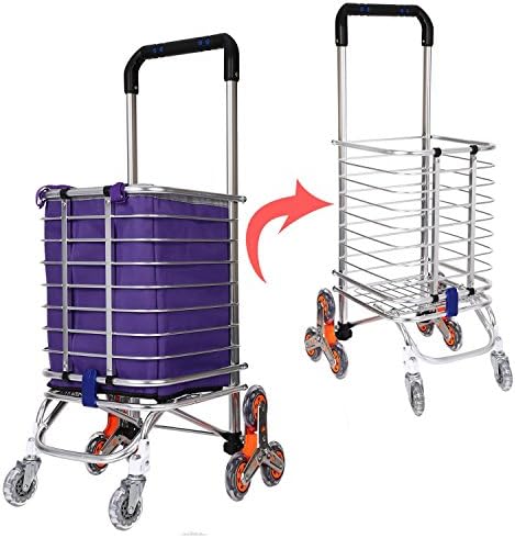 Folding Shopping Cart with Swivel Wheels for Groceries, Portable Lightweight Trolley Dolly Heavy Duty Luggage Cart [US Stock]