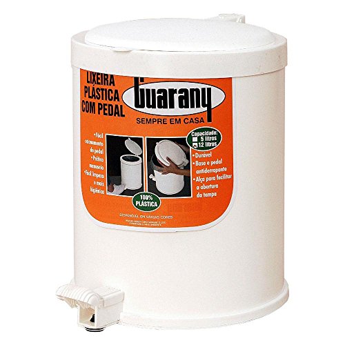 Lixeira 12 L Plástica com Pedal Branca Guarani