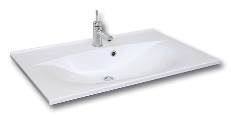 FACKELMANN Waschbecken Capri/Waschtisch aus Gussmarmor/Maße (B x H x T): ca. 80 x 14,5 x 50 cm/Einbauwaschbecken/hochwertiges
