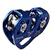 pasway Tandem Speed Dual Pulley Zip Line Trolley 30KN with Climbing Mountaineering Buckle Carabiner (B - Blue)