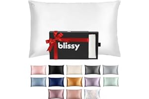 Blissy Silk Pillowcase - 100% Pure Mulberry Silk - 22 Momme 6A High-Grade Fibers - Pillow Cover for Hair & Skin - Regular, Qu