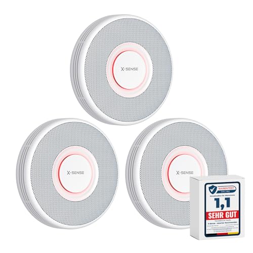 X-Sense Smarter Rauchmelder WLAN mit Sprachausgabe und 17 Standorten, Feuermelder, Rauchmelder vernetzt, 33 mm, SBS50 Basisstation erforderlich, XS0B-