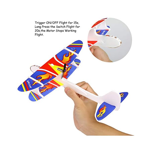 Herefun Segelflugzeug, 3 Stücke Flugzeug Spielzeug, Gleitflugzeuge Modell Schaum Styropor Flugzeug, USB Aufladbar… – Bild 6