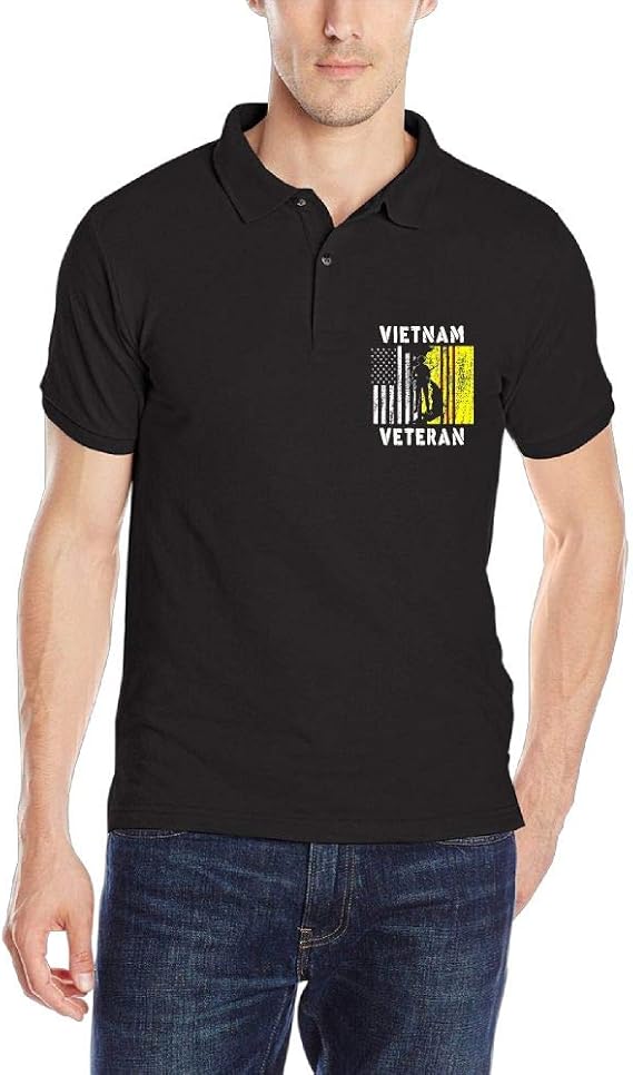 LASODPQAKO Retro Vietnam Veteran Mens Tour Golf Polo Shirt Short Sleeve