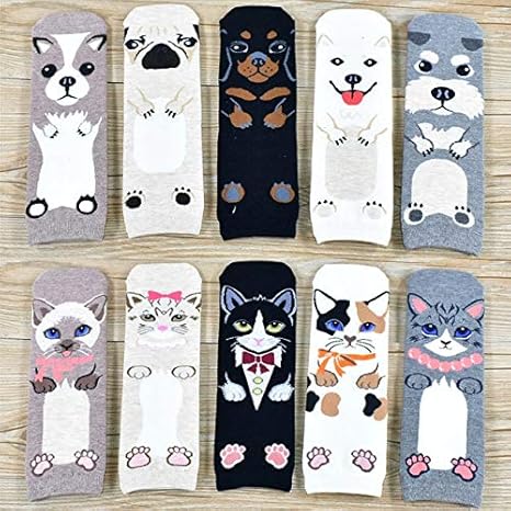 Regali Di Natale Spiritosi.Txglgwa Calzini Da Donna Popolari Nuovi Cartoni Animati Pug Modello Gattino Calzini Di Cotone Regali Di Natale Divertenti Simpatici Calzini Donna Us 6 9 Eur 36 42 10 Paia Di Calzini Amazon It Sport E