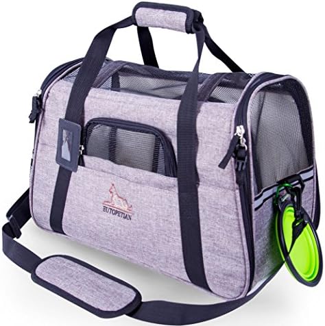 enniesshop Airline Approved Pet Carrier with Fleece Bedding Mat, for Cats, Dogs, Small Medium Kennel Animals Travel/Fits Under Seats in Soft Sided Portable Bags