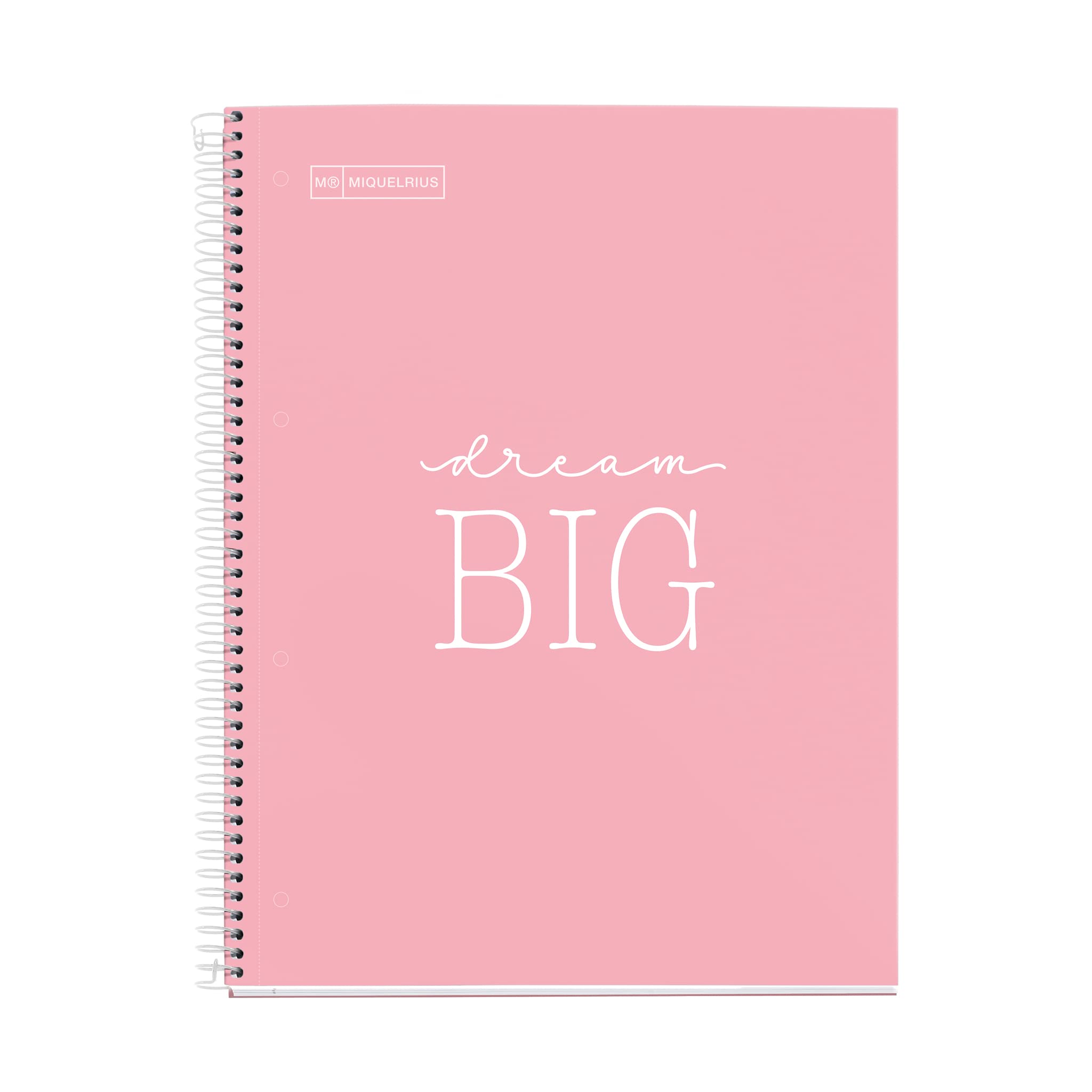 Miquelrius, Notebook Messages, 1 Colour Strip, 80 5 mm Squared Sheets, 90 g Paper, 4 Drills, Hard Cardboard Cover, Pink