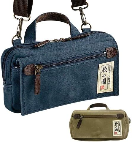 Amazon 鞄の國 帆布2wayポーチ カーキ ６号帆布 キャンバス ミニバッグ ショルダーバッグ メンズ ポーチ