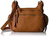 Bueno of California Double Entry Washed Crossbody, British Tan