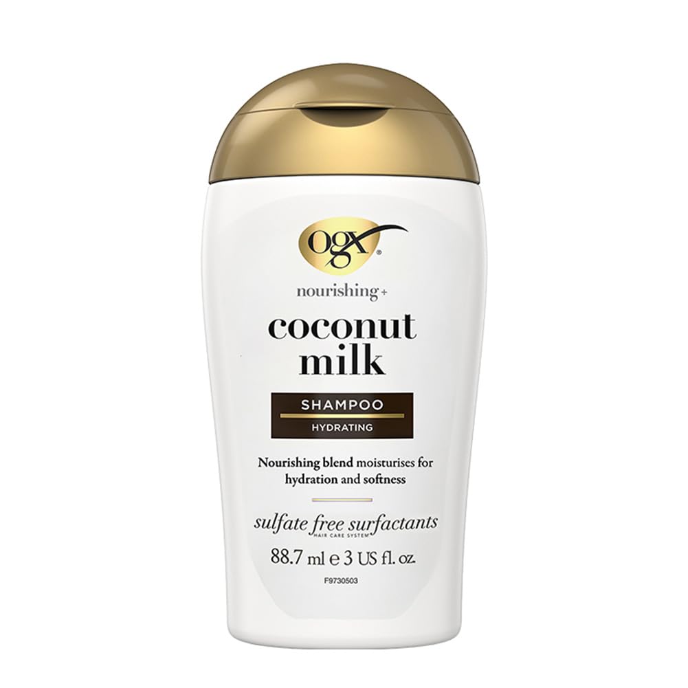 OGX Nourishing with Coconut Milk Hydrating Shampoo, Intensely Moisturizes for Hydration and Softness, for Dry and Damaged Hair, Sulfate Free, 88.7ml