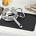 mDesign Silicone Dish Drying Mat and Protector for Kitchen Countertops, Sinks - Ribbed Design - Non-Slip, Waterproof, Heat Resistant, Dishwasher Safe - Black