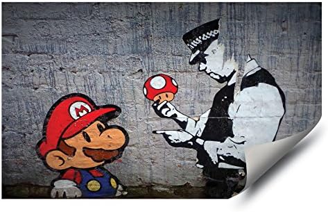 Banksy Street Graffiti Super Mario Brothers Mushroom HD Vinyl Wall Art Sticker