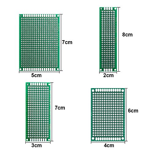 20 Pcs PCB Board, iFergoo Double Sided Printed Circuit Protoboard Universal PCB Circuit Board for DIY Soldering and Electronic DIY Projects in 4 Size 5x7cm, 4x6cm, 3x7cm, 2x8cm
