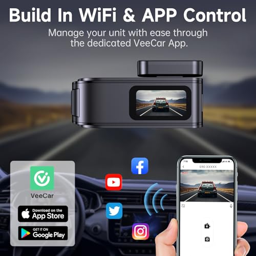 Dash Cam Front and Rear 2.5K+1080P, Ultra HD Dash Cam Built-in WiFi, Dual Car Camera with 170°Wide Angle, Super Night Vision Dashcam with 24H Parking Mode, G-Sensor, App Control, Loop Recording