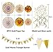 FECEDY Gold Shiny Banner Gold Paper Flower Fan and Swirls Streamer Set for Birthday Wedding Engagement Bridal Shower Baby Shower Bachelorette Holiday Celebration Home Party Decorations