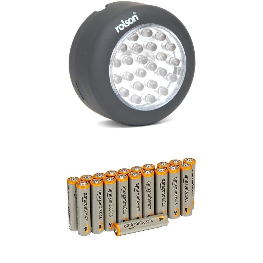 Rolson 60702 24 LED Lamp with Hook and Magnet with Amazon Basics Batteries