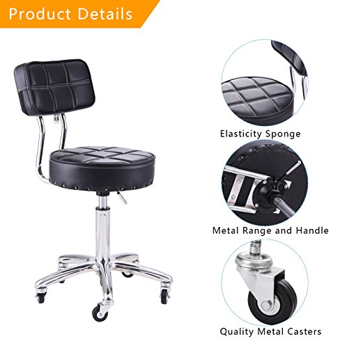 image for Rfiver Small Swivel Massage Chair Spa Stool with Back Height Adjustabl